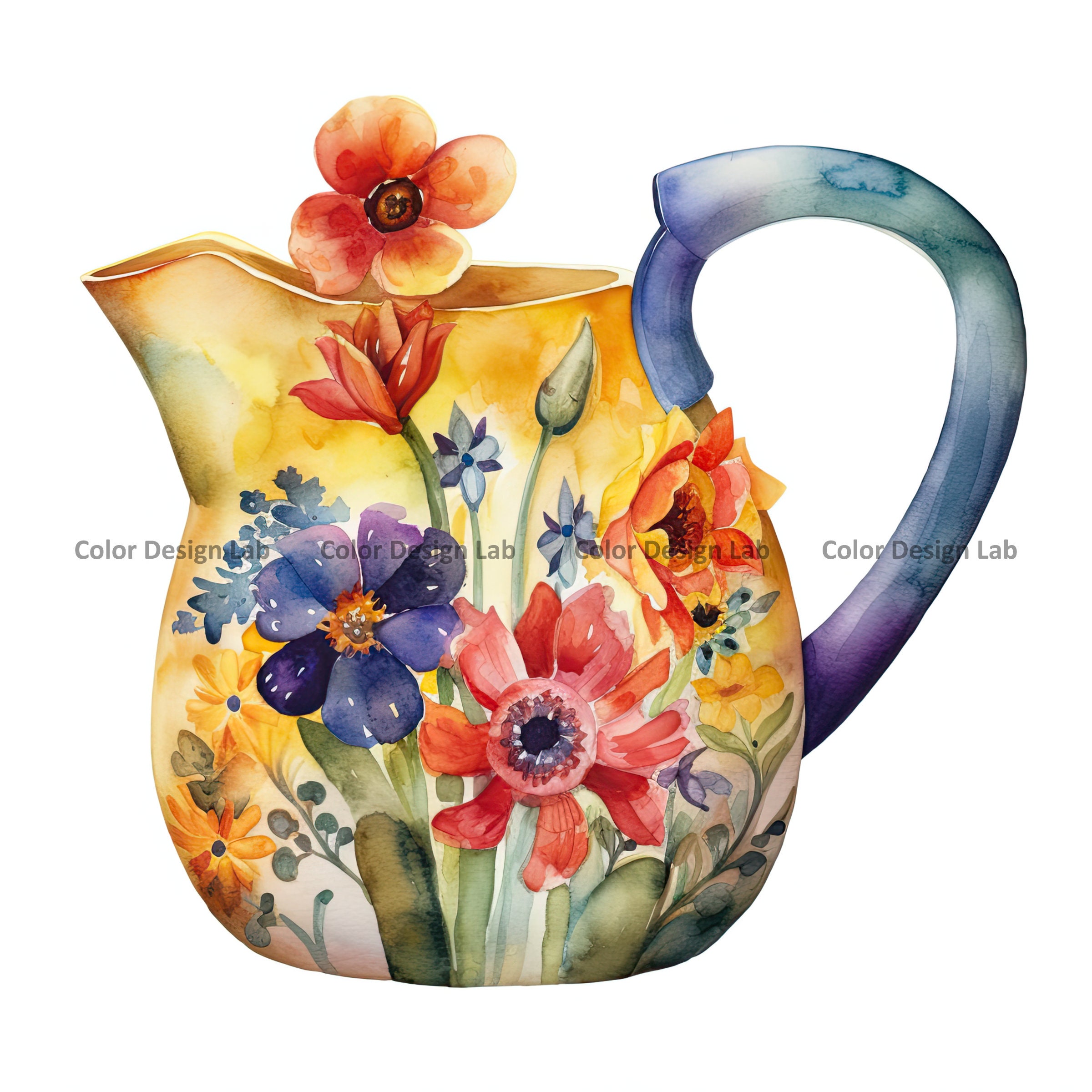 Flower Watering Can Clipart Garden Water Can Set of 12 PNG Etsy