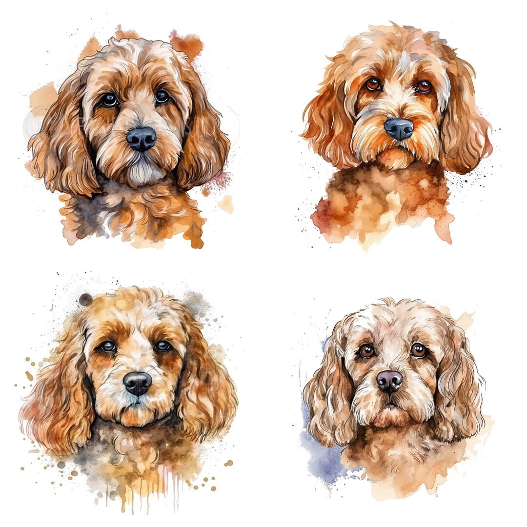 Cockapoo Dog Watercolor Print, Adorable Dog Art, Cockapoo Clipart ...