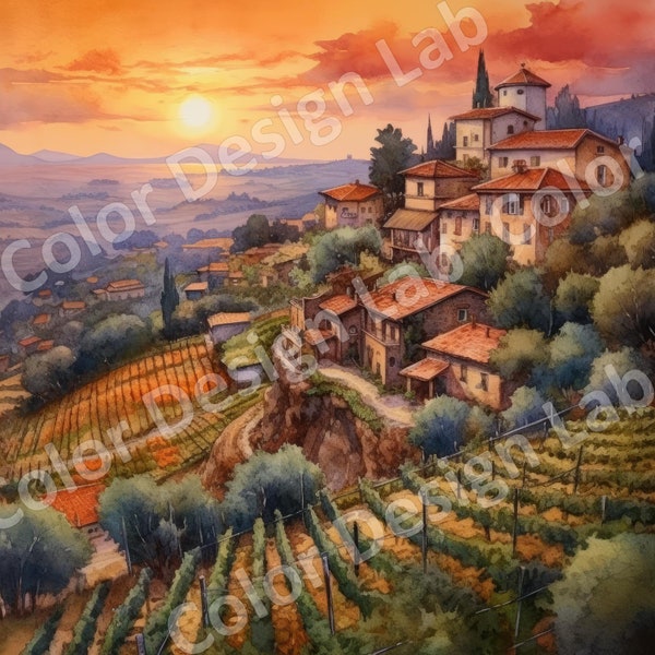 Hill Towns of Tuscany, Italy Printable Wall Art Set, 8 High-Resolution PNG Images, Digital Download, Instant Commercial License, Tuscan
