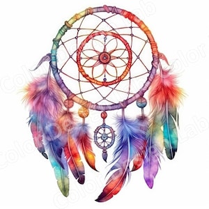 Zestaw do druku Mystical Dreamcatcher Clipart, 8 obrazów PNG w wysokiej rozdzielczości, pobieranie cyfrowe, licencja komercyjna, idealny do dekoracji ściennych