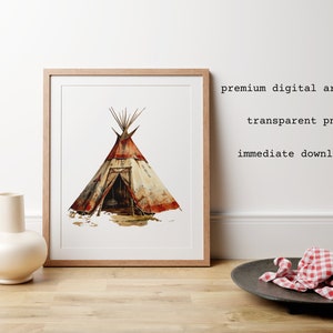 Boho Teepee Clipart Bundle of 36 Quality Transparent Watercolor Teepee ...