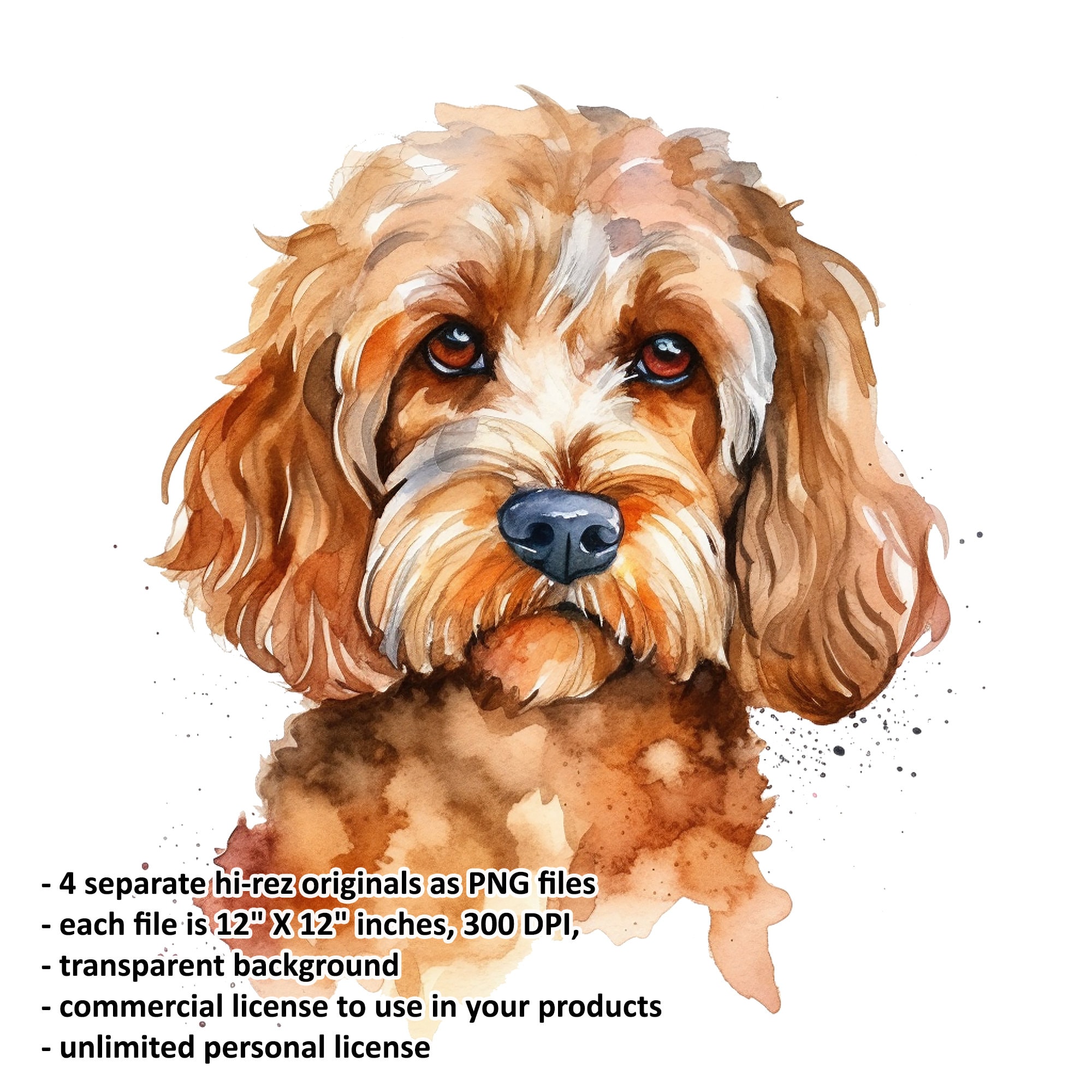 Cockapoo Digital Cockapoo Dog Watercolor Print, Adorable Dog Art, Cockapoo Clipart ...