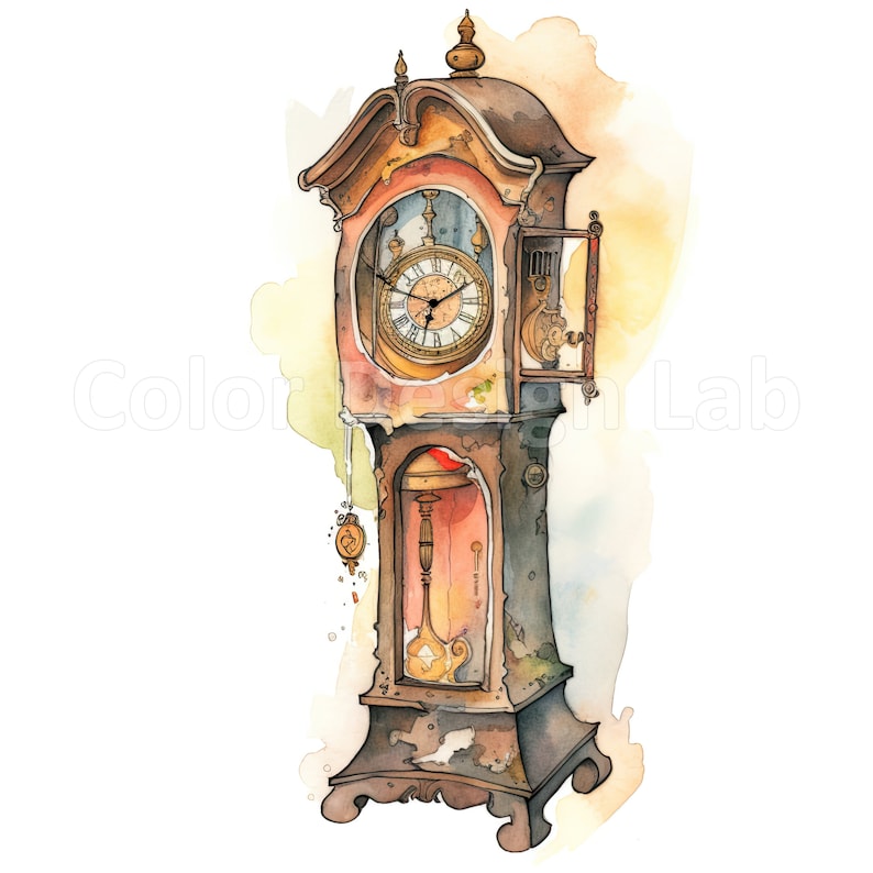 Grandfather Clock Printable Clipart Highresolution PNG Set Etsy