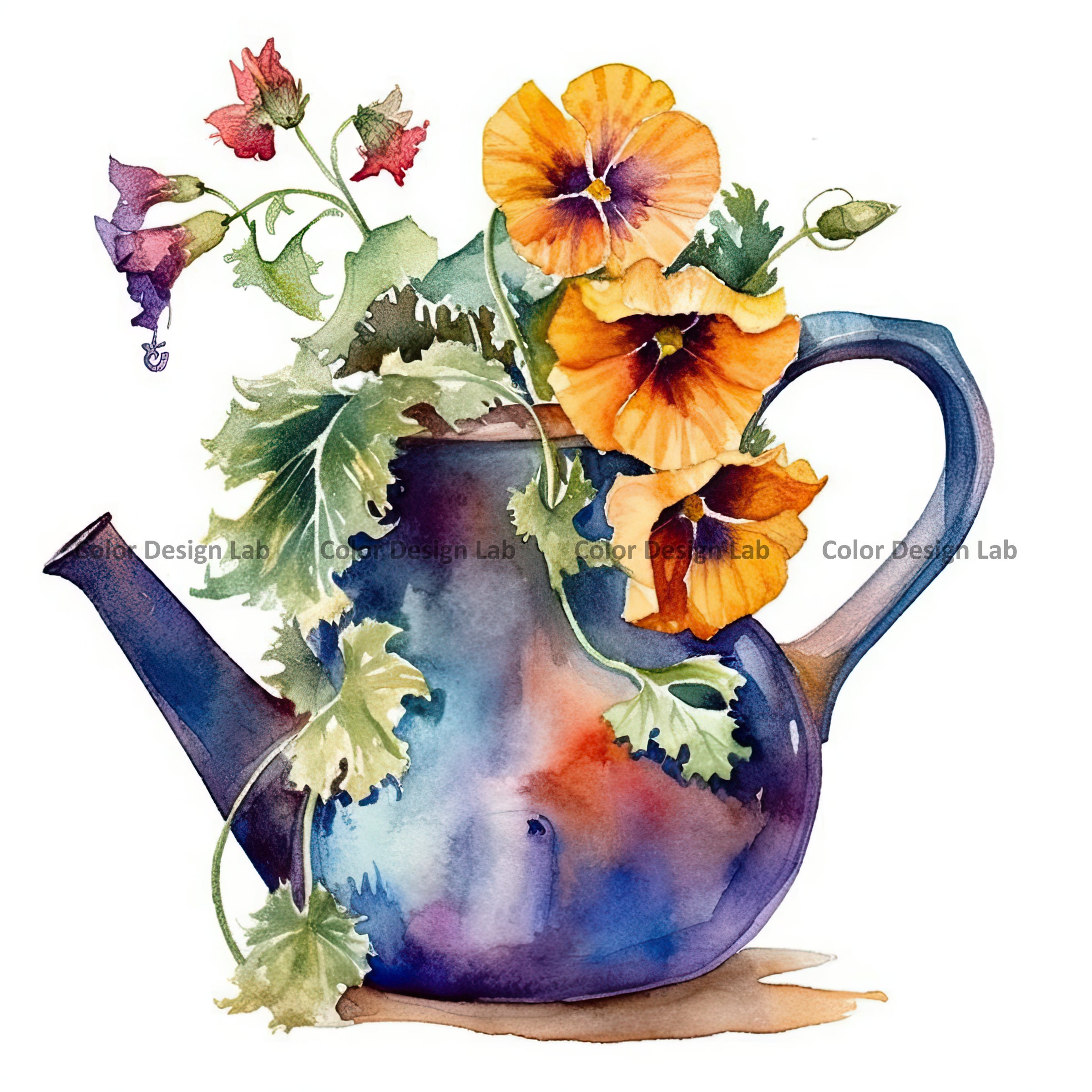 Flower Watering Can Clipart Garden Water Can Set of 12 PNG Etsy