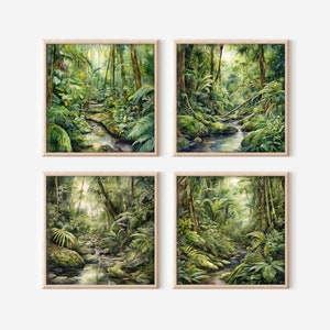 Télécharger Glistening Rainforest Stream imprimable Clipart, ensemble de 4 Images PNG, Art haute résolution, téléchargement numérique à usage commercial