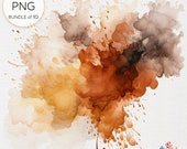Earth Tones Splashed Colors, Rich and Warm PNG Clipart, Digital Download for Artistic Designs, Organic and Natural Palette Expressions