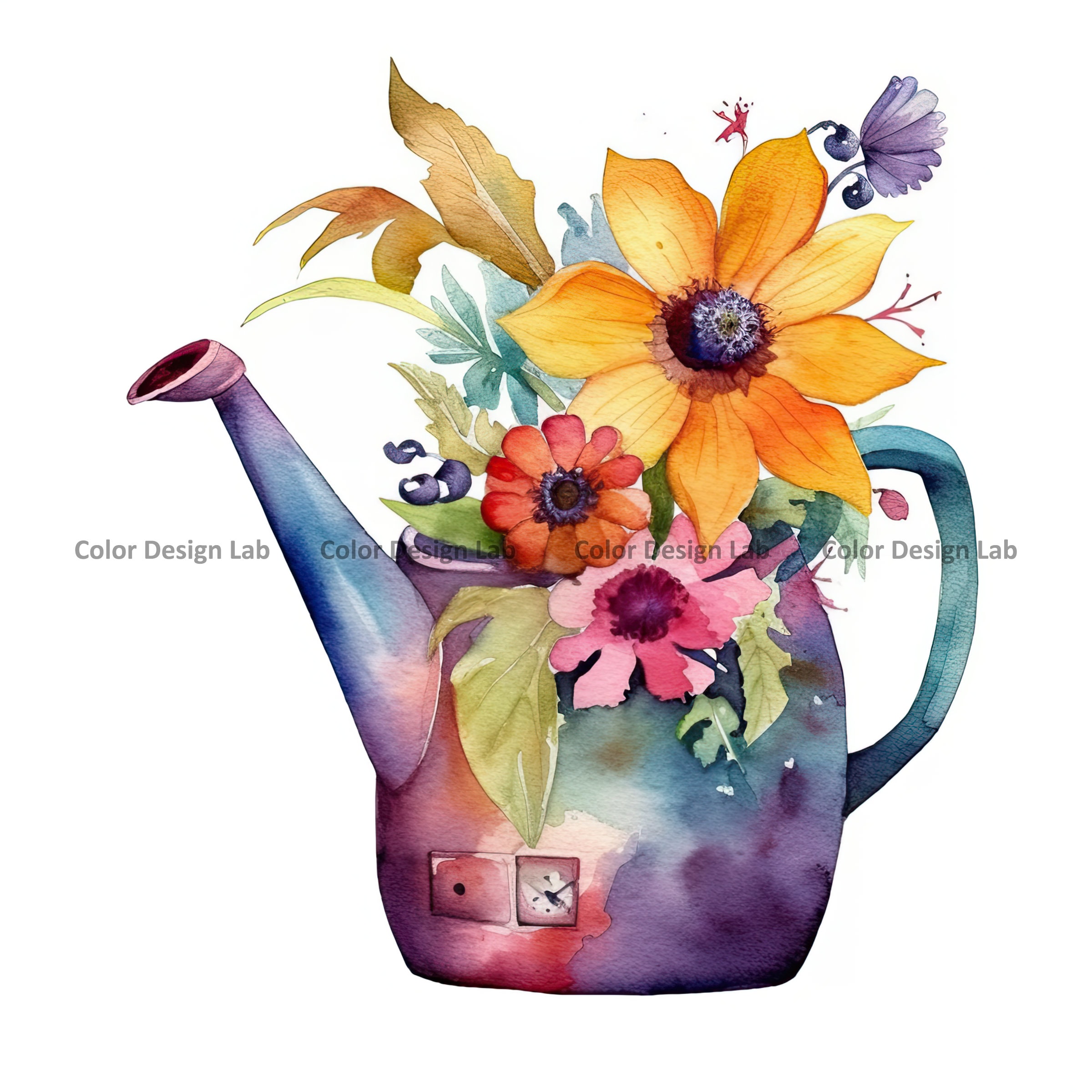 Flower Watering Can Clipart Garden Water Can Set of 12 PNG Etsy