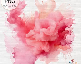 Blush Pink Gradient Splash Colors Palette | 10 Transparent PNG Files | Soft Watercolor Digital Art for Crafts & Designs