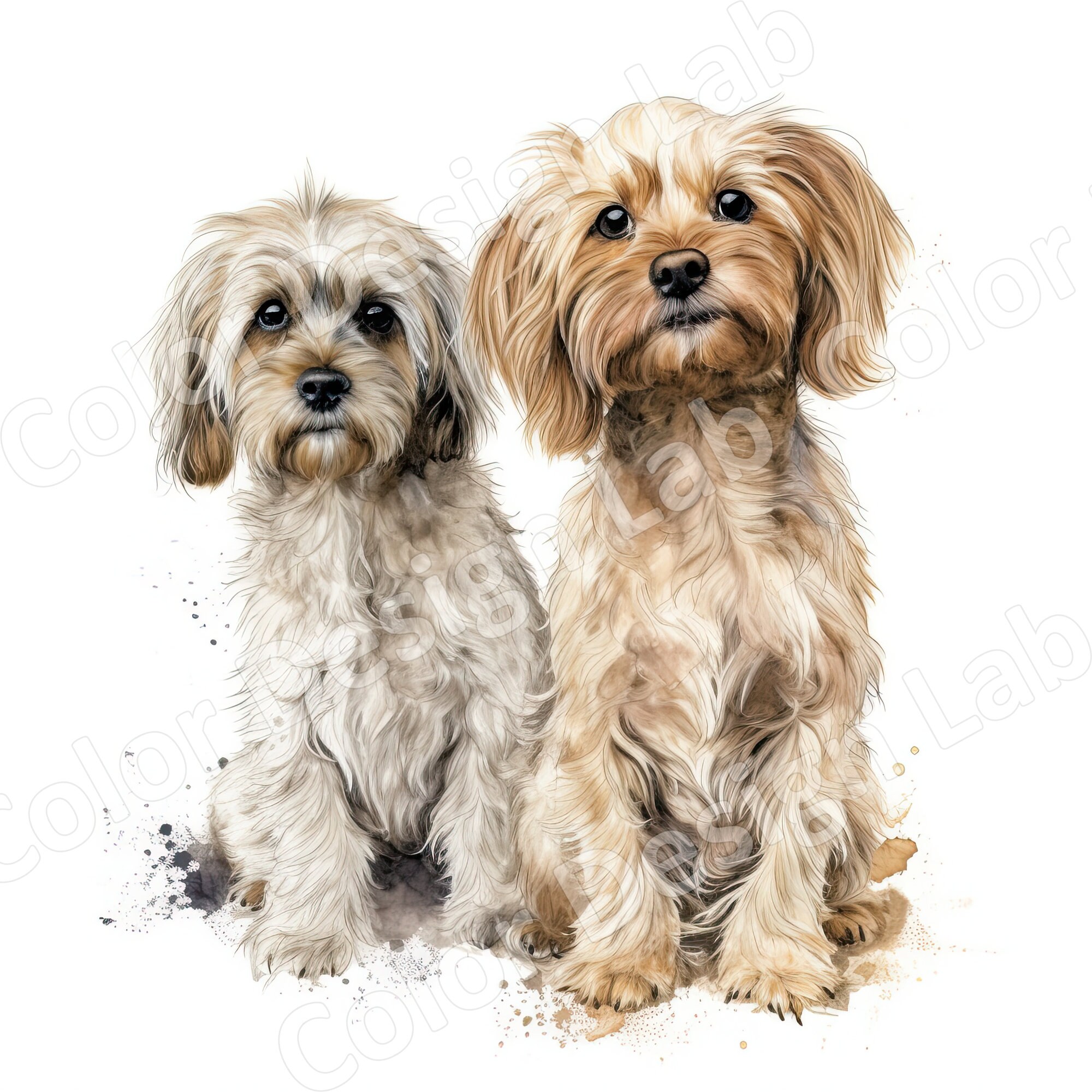 Adorable Puppies Portrait Printable Clipart 2 Puppies Art Set - Etsy