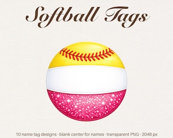 Softball Name Tag Sublimation PNG, Sports Bag Tag Template Designs (Digital Download)