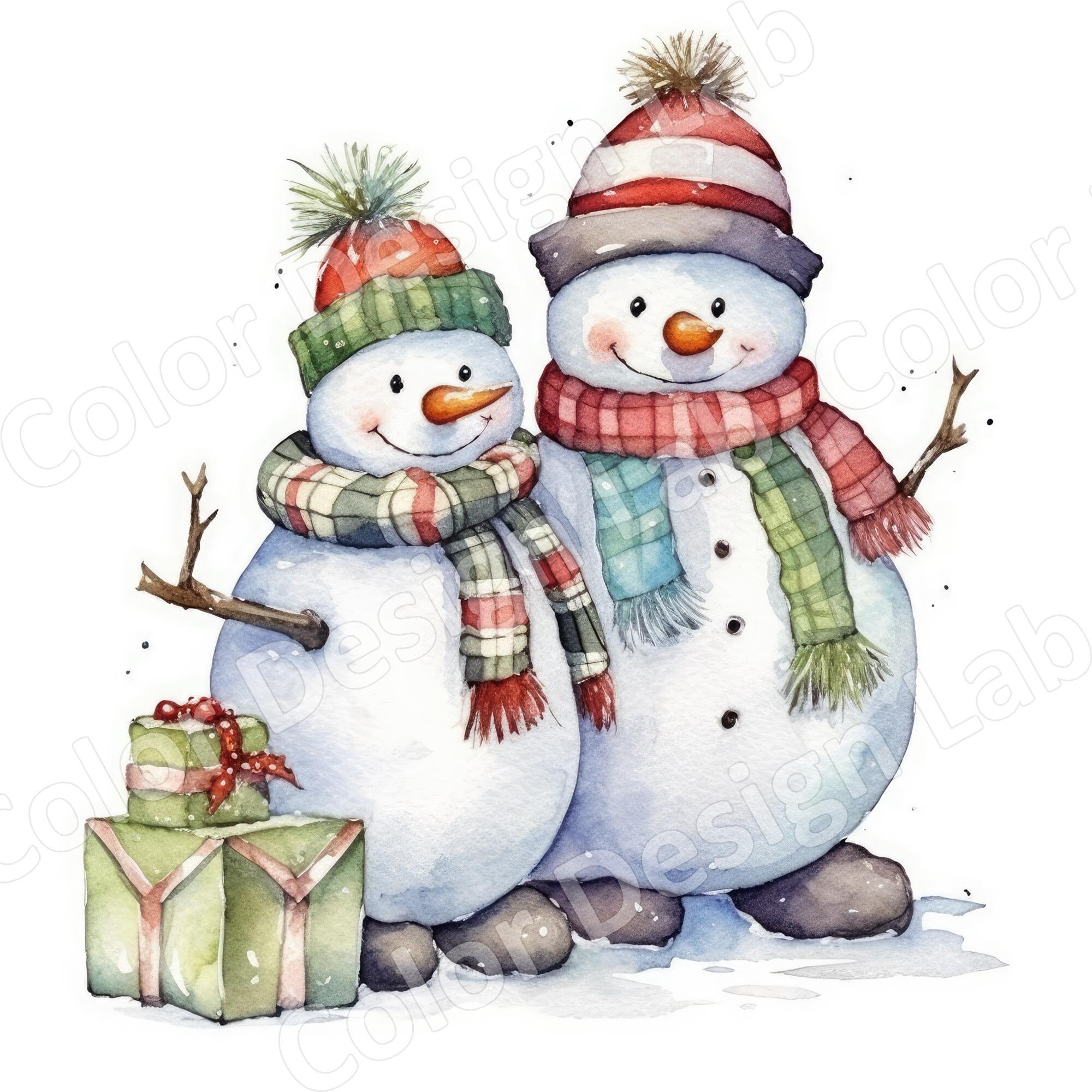 Christmas Snowmen Clipart Set 8 High-resolution Pngs Digital - Etsy