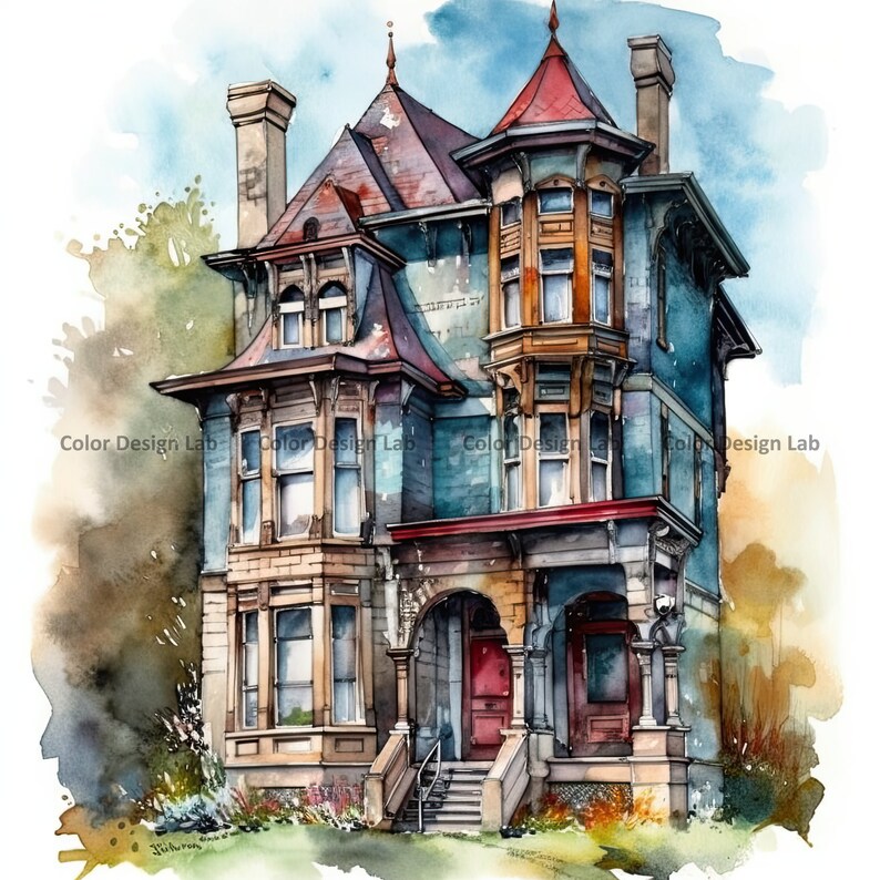 Victorian House Clipart, Victorian House Set of 8 PNG, Victorian House ...