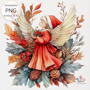 Ángel navideño vintage, clipart PNG transparente - Gráficos de ángel navideño retro, paquete de descarga digital clásica de temporada, licencia comercial
