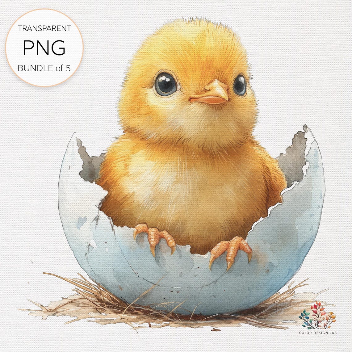 Easter Chick Watercolor Clipart Bundle: Spring Crafts PNG (digital ...