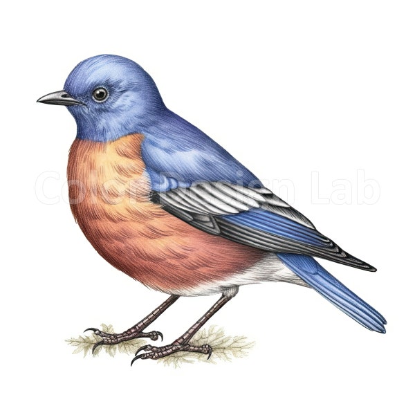 Eastern Bluebird Art Printable Clipart - Set of 8 High-Quality Art PNG, Commercial Use License, Instant Digital Download