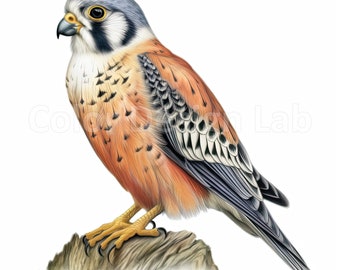Arte imprimible de pájaro cernícalo americano, imágenes prediseñadas de cernícalo PNG, descarga digital instantánea, licencia comercial, imágenes de alta calidad.