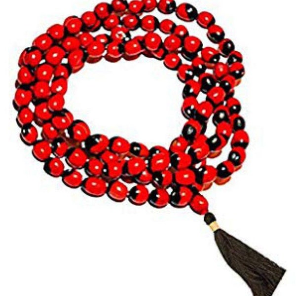 Natural Red Chirmi Mala Gunja Seed Prayer Bead 108 beads for wealth Benefits