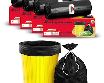 Biodegradable Garbage Bags (Medium) Size 48 cm x 56 cm 4 Rolls 120 Bags Dustbin Bag/Trash Bag - Black Color