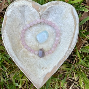 Rose Quartz & Madagascar Rose Quartz Double Point Bracelet