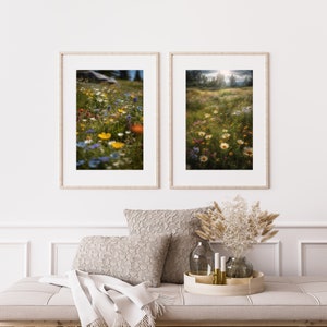 Wall Art Set Of 4 Wildflower Photographs, printable wall art, digital download, colorful floral print