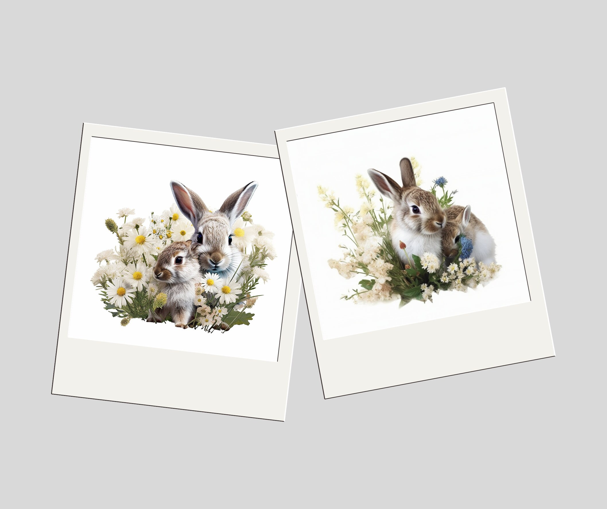 Floral Bunnies Clipart, 10 High Quality JPG, Nursery Art, Bunnies With ...