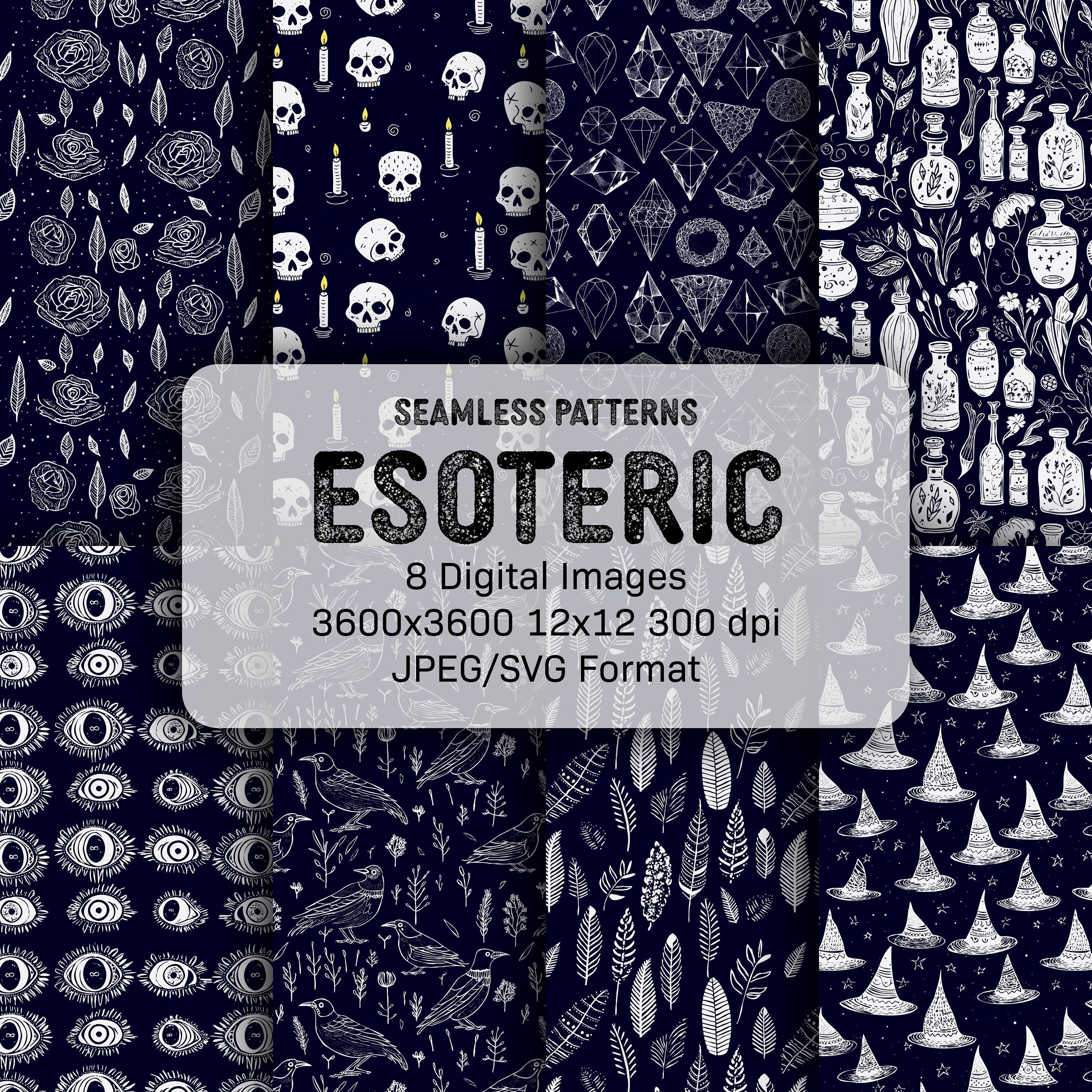 Esoteric Themed Digital Paper - Seamless Dark Enigmatic Patterns - Etsy