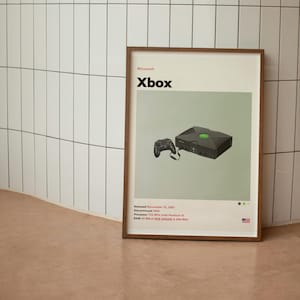 Póster minimalista de mediados de siglo de Microsoft Xbox Vintage Gaming