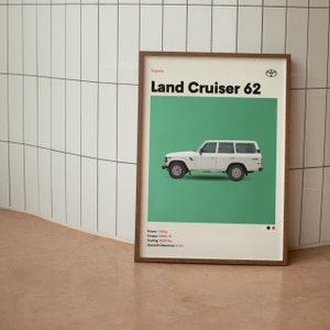 Toyota Land Cruiser 62 Series FJ60 FJ62 Minimalist Mid-Century Poster