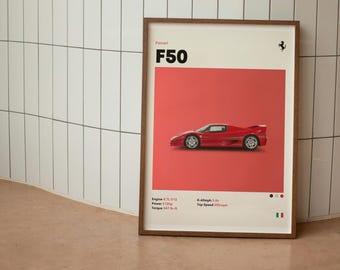 フェラーリ F50 プリント 1990年代 クラシックスーパーカー ウォール