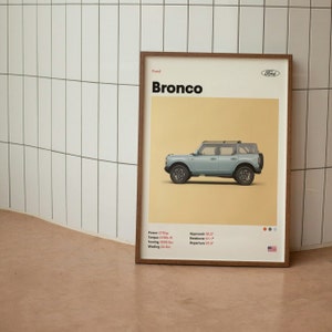 Ford Bronco Minimalist Mid-Century Poster