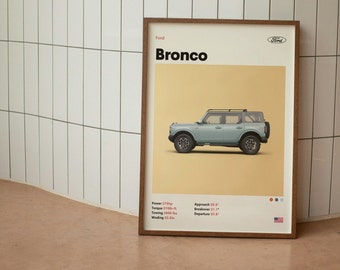 Ford Bronco Minimalist Mid-Century Poster