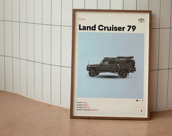 Toyota Land Cruiser 79 70 Series Minimalist Mid-Century Poster