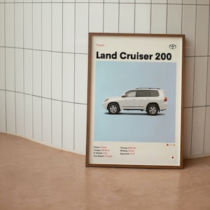 トヨタ 200 シリーズ ランドクルーザー ミニマリスト ミッドセンチュリー ポスター
