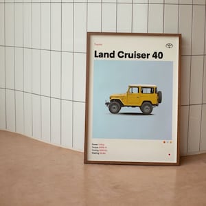 Póster minimalista de mediados de siglo del Toyota Land Cruiser FJ40 Serie 40
