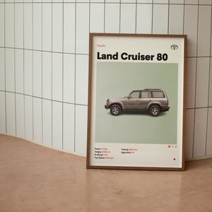 Póster minimalista de mediados de siglo del Toyota Land Cruiser Serie 80 FJ80