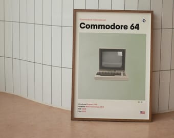 Commodore 64 Vintage Computer Minimalist Mid-Century Poster