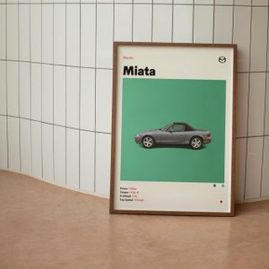 Mazda NB Miata MX-5 Minimalistyczny plakat z połowy wieku