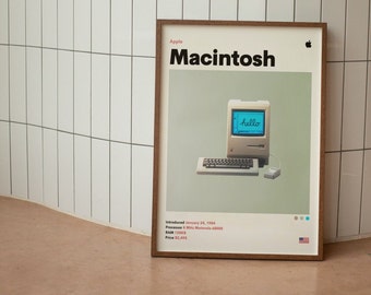 Poster minimaliste Mid-Century pour ordinateur Macintosh original Apple