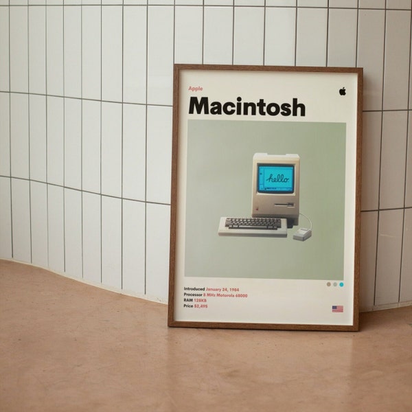 Apple Original Macintosh Computer Minimalist Mid-Century Poster