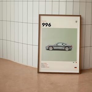 Porsche 996 911 Minimalist Mid-Century Poster