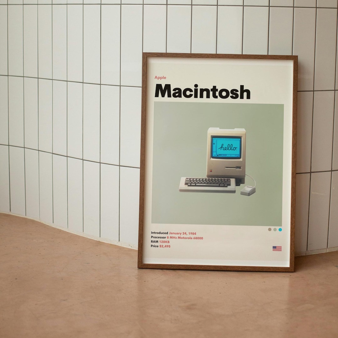 Apple Original Macintosh Computer Printed Minimalist Mid