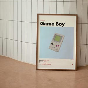 Póster minimalista de mediados de siglo de Nintendo Game Boy, original y vintage
