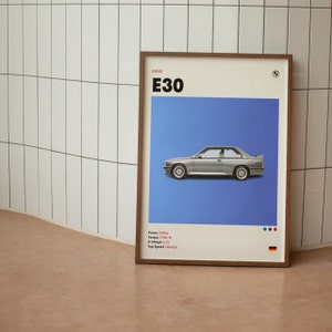 BMW E30 M3 3 Series Minimalist Mid-Century Poster