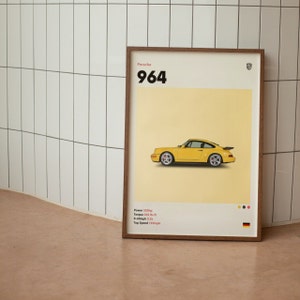 Porsche 964 Minimalist Mid-Century Poster