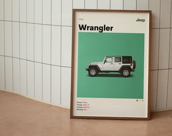Jeep Wrangler Minimalist Mid-Century Poster