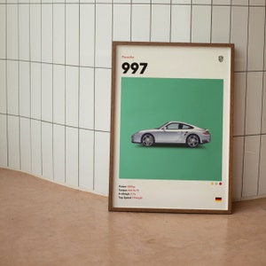 Porsche 997 911 Minimalist Mid-Century Poster