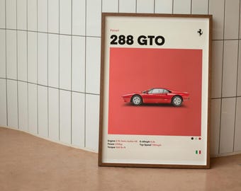 フェラーリ 288 GTO ポスター レッド 1980年代 クラシック スーパー