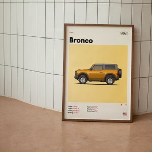 Ford Bronco Minimalist Mid-Century Poster