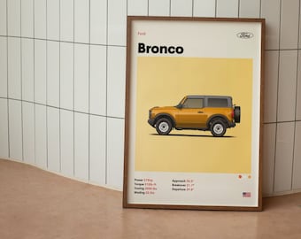 Ford Bronco Minimalist Mid-Century Poster