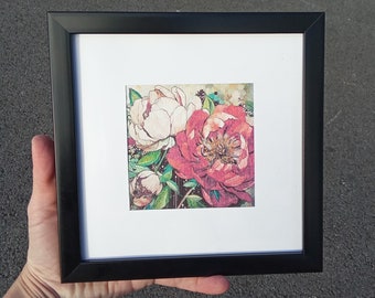 Housewarming HANDMADE GIFT for MOTHER | Small Canvas painting | Miniature Peony Painting | Mothers Day Flowers | Peonies | Bouquet Painting